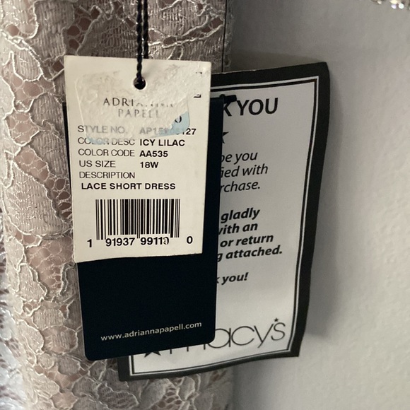 Adrienna Pappell Lace Dress Sz 18W NWT Color Icy Lilac gray very pretty holiday - Picture 7 of 17